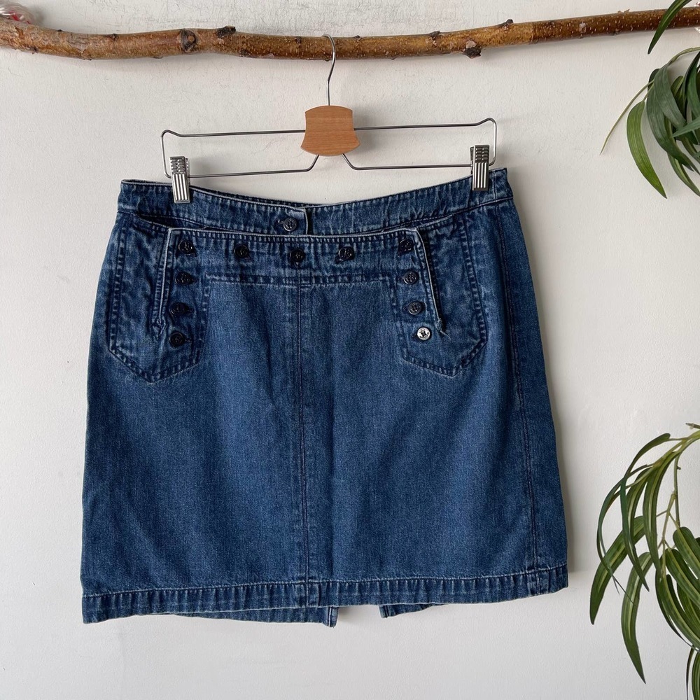 Retro Ralph Lauren Button Front Denim Mini Skirt - Size 14